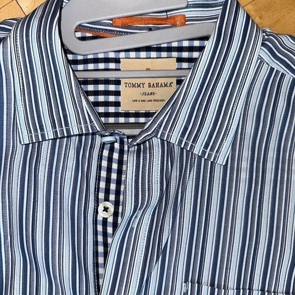Tommy Bahama Jeans Striped/checked Island shirt, XL - Picture 4 of 7